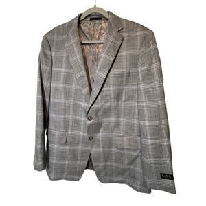 Lauren Ralph Lauren‎ Mens Two Button Blazer Jacket Gray Glen check Size 42R